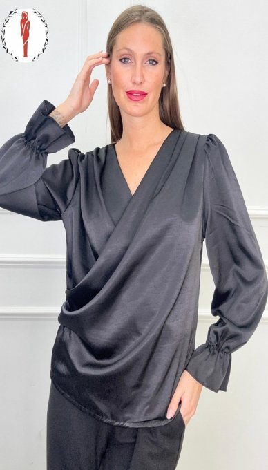 Bluza Dama, Decolteu Parte Peste Parte, Satin