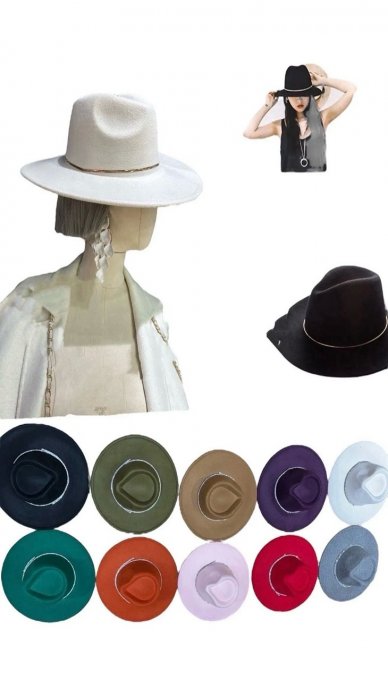 Palarie Dama, Lana, Accesoriu Lant Auriu