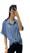 Camasa Dama Butoni Maneca Scurta Albastra