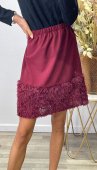 Fusta Dama, Scurta, Model 3D, Elastic Talie, Bordeaux