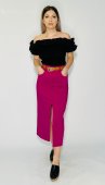 Fusta Midi Cu Slit, Magenta