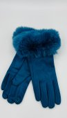 Manusi Dama, Touchscreen, Aspect Piele Intoarsa, Blanita, Albastru 