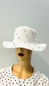 Palarie De Soare, Accesorizata Cu Strasuri, Alb