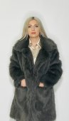 Palton Blana Artificiala, Buzunare, Gri Antracit