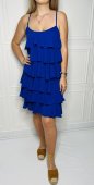 Rochie Dama Casual Cu Bretele Si Volane, Albastru