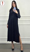 Rochie Dama, Lunga, Lejera, Slituri Laterale, Insertii Argintii, Negru