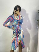 Rochie Midi Dama Elastica Cu Imprimeu Sky Blue